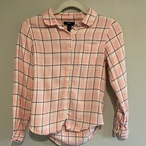 Girls Gap flannel, xl, pink and navy